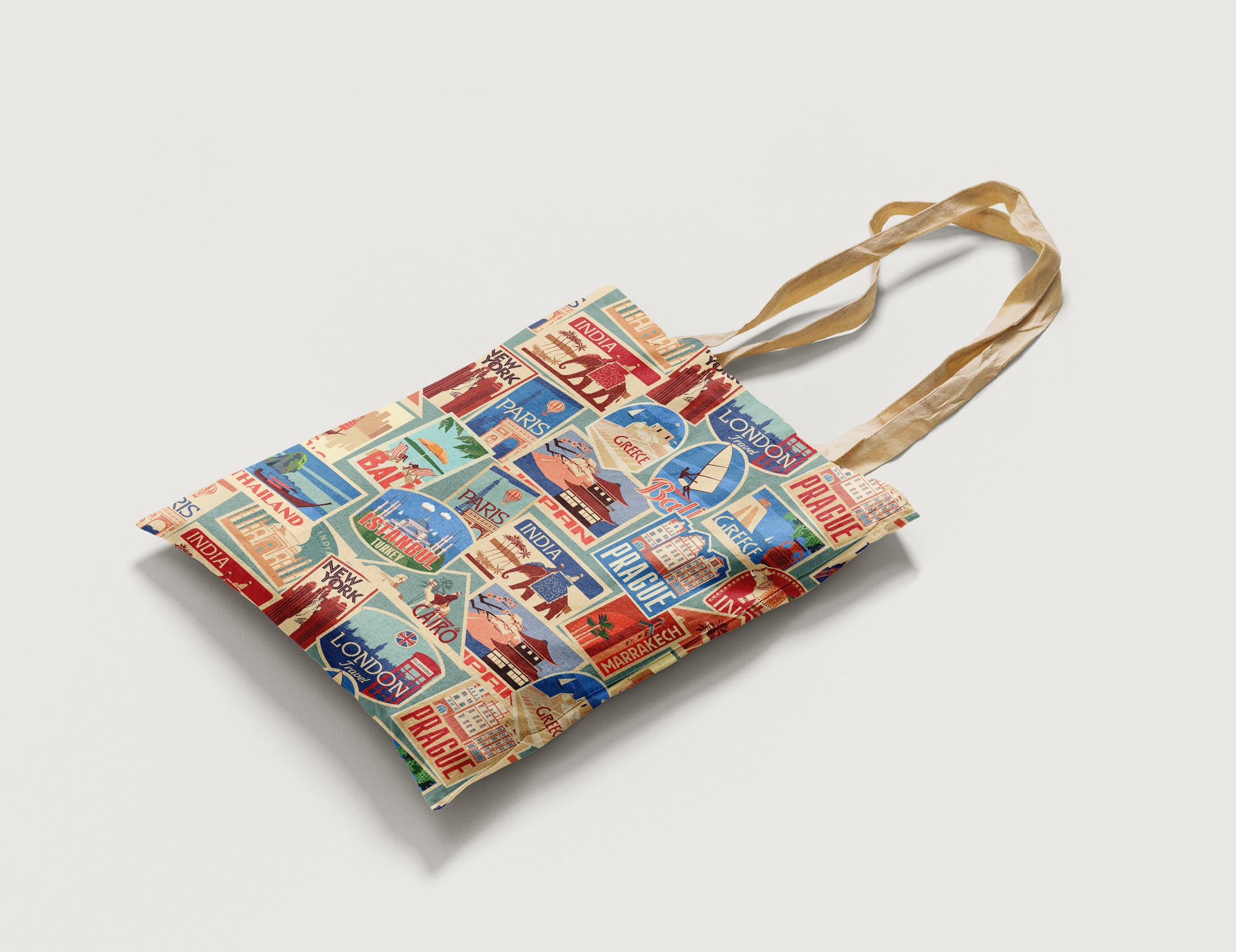 World Cities Post Stamps Tote Bag