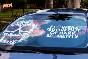 Floral Skull Car Sun Shade