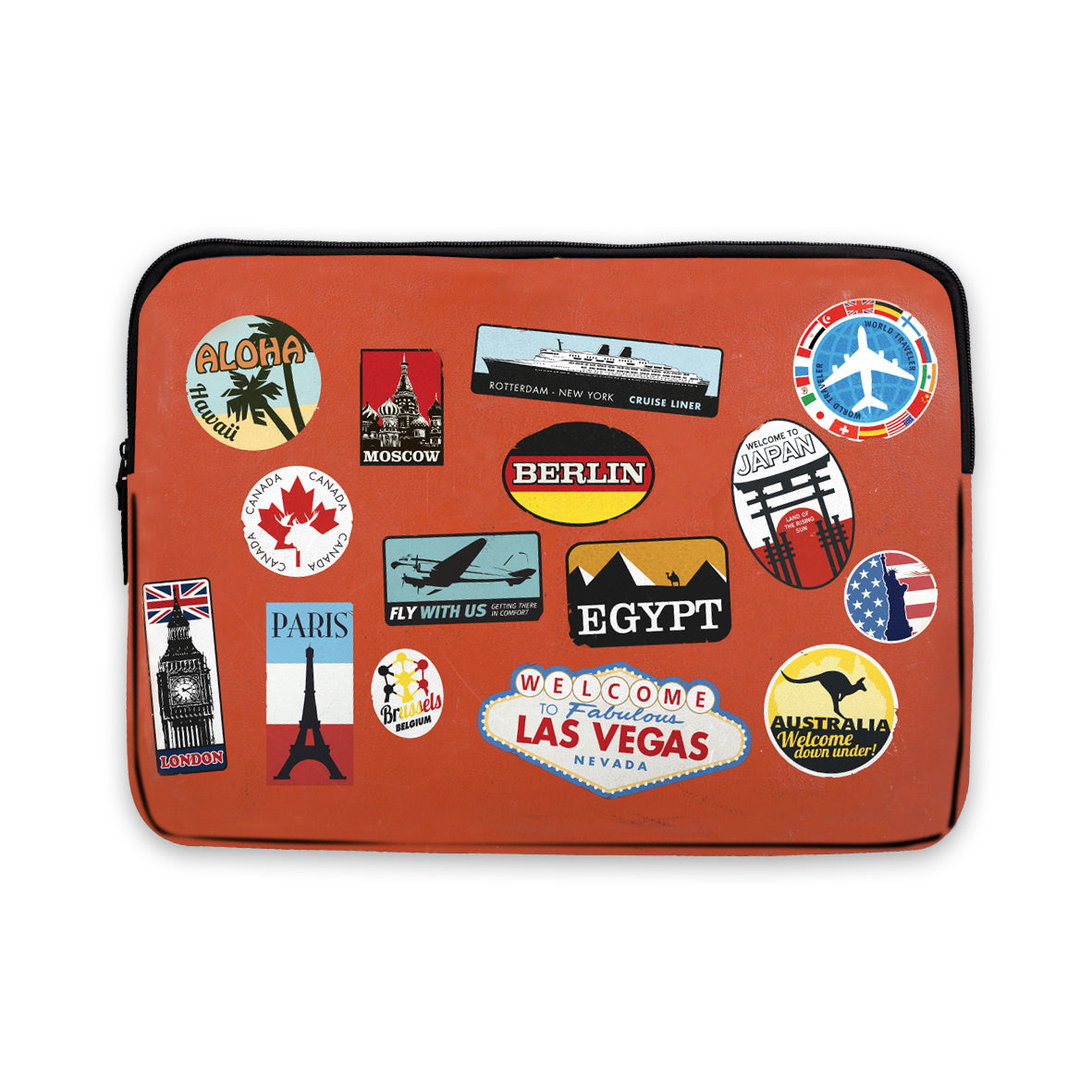 World Cities Post Stamps Laptop Sleeve